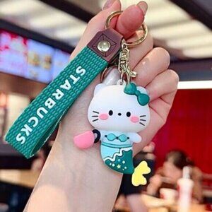 Starbucks Hello Kitty Mermaid Keychain Green Sanrio Collab Strap Bag Charm Cute